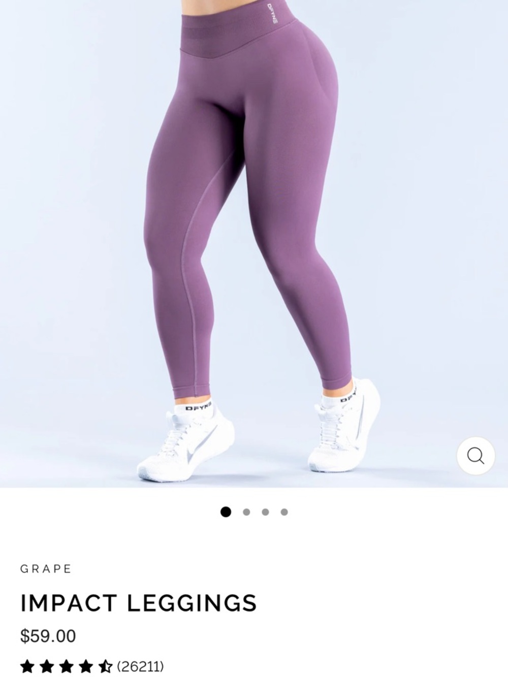 DFYNE Impact Bandeau, Bike Shorts, & Leggings Set in Small, Shade: Grape - Picture 14 of 15